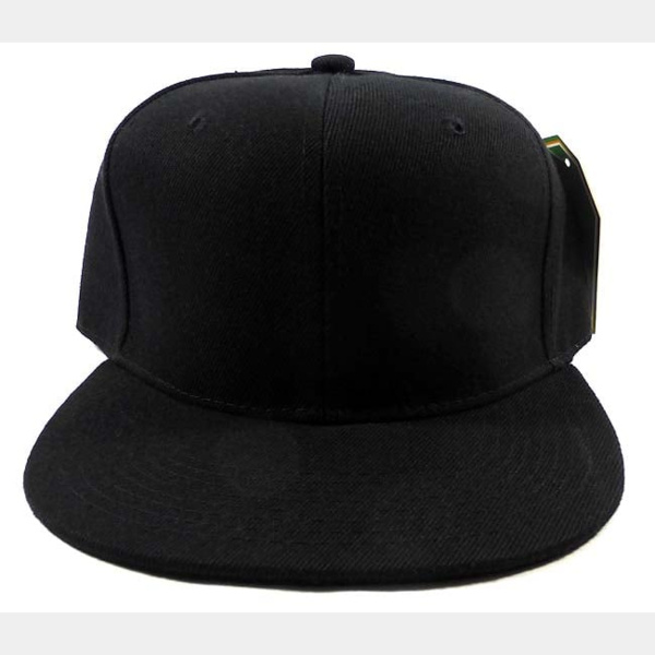 Blank Black Snapback Caps Hats Wholesale - Black Under Bill Thumbnail