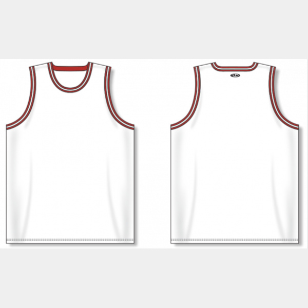 ATHLETIC KNIT BASKETBALL JERSEY -WHT/RED/BLK Thumbnail
